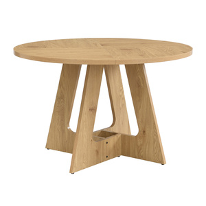 Table à manger ronde en chêne massif de style scandinave moderne, base en bois naturel, table à manger de style européen de luxe - Product Image 3