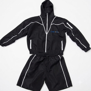 Ensemble deux pièces unisexe respirant de haute qualité, imperméable, coupe-vent, à capuche, streetwear, vêtements de sport d'extérieur robustes, coupe-vent - Product Image 1