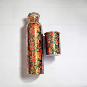 Copper Bottle Hammered Finished Outdoor Water Bottle for <b>Camping</b> Travel Sports Kitchenware on cheap price from India - Product Image 2