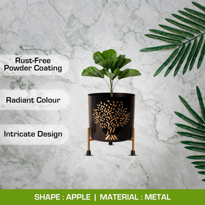 Maceta de Metal Negra con Soporte de Hierro, Maceta Elevada Contemporánea para Plantas de Interior, Suculentas y Decoración Elegante - Product Image 5