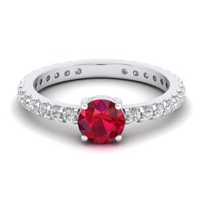 Anillo de Compromiso REYES con Rubí de Corte Redondo de 0.84 Quilates, Diseño Nuevo, en Oro Blanco de 14K, con Certificado IGI - Product Image 1