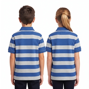 Camiseta Polo a Rayas Horizontales Unisex para Niños al por Mayor, Tops de Ocio de Dos Colores, Manga Corta, Cuello Camisero, Ropa Casual al por Mayor - Product Image 6