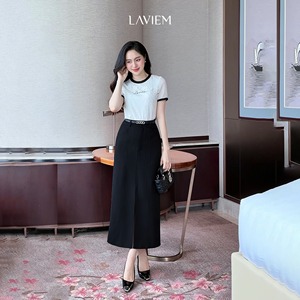 Elegante Falda Midi de Cintura Alta para Mujer, Falda de Oficina Minimalista en Línea A, Falda de Moda Estilo Coreano para Mujer, Fabricante de Faldas - Product Image 5