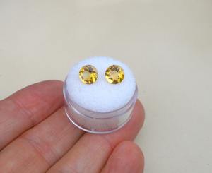 Par de Gemas Naturales de Citrino Facetadas Redondas de 7.5mm para Joyería, Coleccionismo, Regalos y Manualidades - Product Image 5