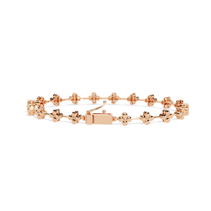 Pulsera Clásica de Cadena con Flores de Diamantes, Unisex, para Uso Diario, Regalo de Compromiso, Engaste de Garra, Corte Esmeralda, Joyería de Oro con Diamantes Cultivados en Laboratorio - Product Image 3