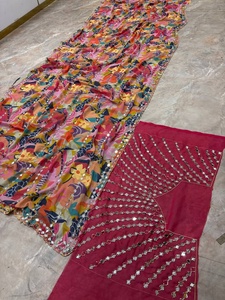Sari en soie imprimé numérique pour femme, style héritage, avec bordure perlée, tenue de mariage traditionnelle de Samp Corporation - Product Image 4