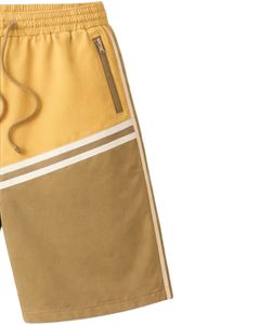 Yellow And Khaki Color Block Mens Drawstring Shorts Zipper Pocket Casual Summer Beach <b>Athletic</b> Quick Dry Comfortable Shorts - Product Image 4