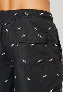 Shorts de playa para hombre con estampado de tiburón negro, con cordón ajustable y bolsillos, de secado rápido, fabricante de shorts de baño personalizados - Product Image 3