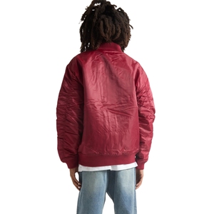 Blouson Bomber Homme Marron en Satin Nylon MA1, Blouson de Vol Zippé avec Ourlet Côtelé, Style Streetwear, Vente en Gros - Product Image 4