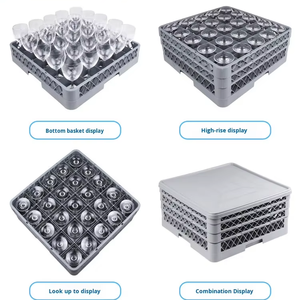 Panier de transport et de rangement carré empilable et assemblable pour verres à vin et tasses, idéal pour restaurants, hôtels et bars commerciaux - Product Image 1
