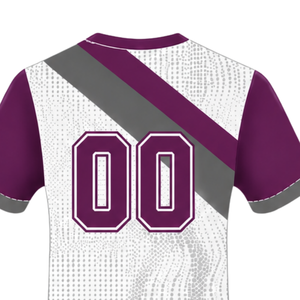 Camiseta de Rugby de Manga Corta Color Borgoña, Blanco y Gris, Cuello Redondo, Diseño Gráfico, Ropa Deportiva de Alto Rendimiento, para Entrenamiento y Partidos - Product Image 4