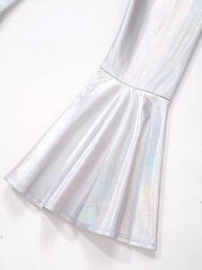 6-16 bambini ragazze abbigliamento elegante Hip Hop <span class=keywords><strong>costumi</strong></span> da ballo cintura elastica <span class=keywords><strong>vita</strong></span> <span class=keywords><strong>alta</strong></span> pantaloni lunghi con fondo a campana - Product Image 5