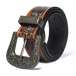 Ceintures Western pour hommes en cuir de vachette, gravées à la main avec motifs floraux, prix de gros avec service OEM/ODM à bas prix - Product Image 3
