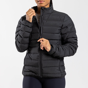 Veste courte en duvet tendance pour femmes, manches longues, couleur unie, décontractée, manteau d'hiver matelassé - Product Image 1