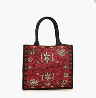 Tas Selempang Wanita Buatan Tangan Gaya Bohemian India Kapasitas Besar, Clutch Belanja Malam dengan Gaya Boho Berhias Manik-Manik untuk Penggunaan Sehari-hari