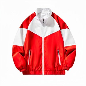 Blouson universitaire homme en non-tissé, coupe ample à épaules tombantes, avec fermeture éclair, color block, style Birlag Sports, pour l'automne, personnalisable, haute qualité, vente en gros - Product Image 2