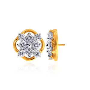 Luxury Flower Halo Lab Grown Diamond <b>Stud</b> <b>Earrings</b> 18K Yellow Gold Elegant Wedding Jewelry - Product Image 4