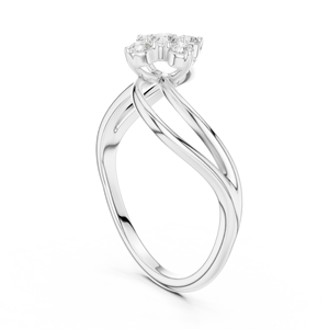 Anillo de compromiso solitario con diseño floral de 0.22 CT y banda de boda con diamantes en forma de corona de pétalos - Product Image 4