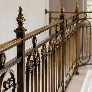 Barandilla de Bronce con Adornos Circulares para Hoteles de Lujo, Villas e Interiores Clásicos de Escaleras - Product Image 1