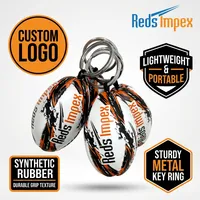Porte-clés mini ballon de rugby en caoutchouc personnalisé avec impression de logo, porte-clés promotionnel pour événements sportifs, image de marque d'entreprise