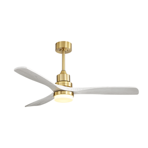 Ventilatore a soffitto a LED per interni in oro da 52 pollici con luce LED dimmerabile 6 velocità telecomando 3 pale in legno reversibile motore a corrente continua per soggiorno - Product Image 1