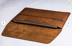 Factory Custom Multifunctional Compact 13" Portable Convertible Genuine Leather Laptop Sleeve <b>Waterproof</b> Protection for Office - Product Image 3