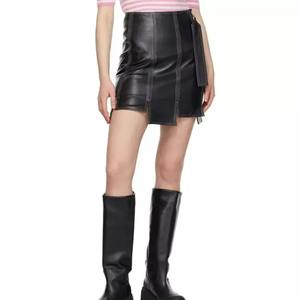 New Arrival Genuine Leather Vintage Natural <b>Split</b> High Waist Premium Design Hot Selling Women's <b>Skirt</b> - Product Image 3