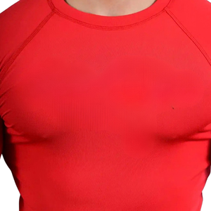 Camiseta de Compresión Roja de Manga Larga para Hombre, Cuello Redondo, Ajustada, para Gimnasio, Entrenamiento, Deporte, Ropa Deportiva, Capa Base - Product Image 6