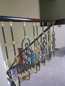 Wood Handrail Metal Stair <b>Railings</b> Traditional Design For Indoor Staircase - Product Image 3