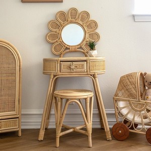 Makeup table <b>set</b> for kids newest arrival flower rattan vanity <b>desk</b> children room dressing tables - Product Image 6