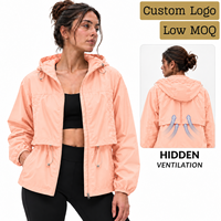 Veste à capuche courte personnalisée pour femme, légère, extensible, avec panneau dorsal ventilé, OEM ODM