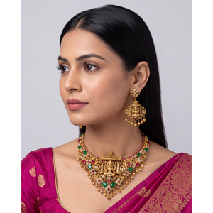 Indian Ethnic Artificial <b>Jewellery</b>-Nisha South Indian Bridal Necklace <b>Set</b> - Product Image 1