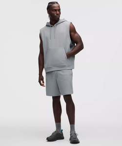 <b>Men's</b> <b>Sleeveless</b> Hooded Sweatshirt Solid Gray French Terry Casual Summer Fit Regular Length Pocket Design Breathable Knitted - Product Image 1