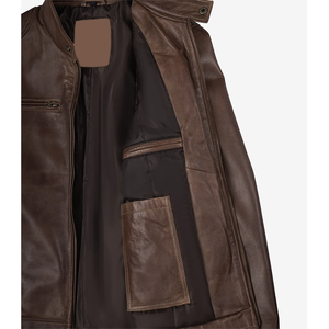 Nouvelle Arrivée 2026 OEM – Veste en Cuir de Vachette Marron Foncé Authentique pour Hommes – 100% Haute Qualité, Faible MOQ – Vestes Chauffantes Tendance pour l'Hiver - Product Image 5