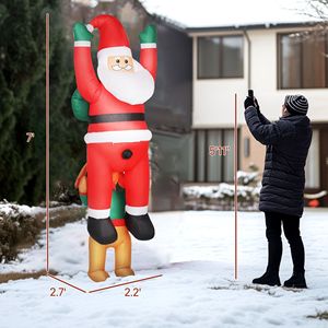 Père Noël gonflable suspendu de 7 pieds avec chien, lumières LED intégrées, décoration de jardin pour les fêtes de Noël en extérieur - Product Image 3