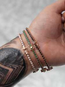 Pulsera de tenis de plata 925 con moissanita brillante y diamantes engastados en oro rosa, estilo trébol, para hombre, joyería de hip hop de rapero a la moda, para boda - Product Image 5