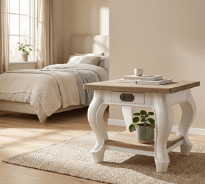 Mesa de Centro Moderna de Madera Maciza Ello con 1 Cajón de Almacenamiento, Acabado Natural en Madera de Teca, Muebles Minimalistas para Sala de Estar - Product Image 3