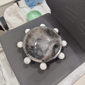 Bol de service décoratif moderne en résine polie, aspect marbre, moulé, pour la décoration de table à la maison ou pour un mariage - Product Image 5