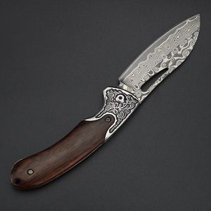 Handmade Damascus Steel Pocket Knife Premium Folding Pattern Steel Outdoor <b>Camping</b> Hiking Fishing Travel Utility <b>Tool</b> - Product Image 3