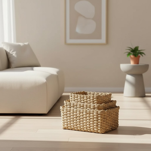 Paniers de rangement rectangulaires en rotin naturel, tissés à la main, écologiques, pour la maison, la cuisine, la salle de bain, l'hôtel, la buanderie, vente en gros - Product Image 1