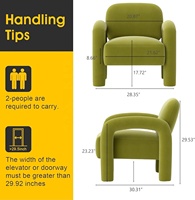 Fauteuil d'appoint moderne Fauteuil rembourré en velours vert confortable Canapé simple Chaise tonneau tuftée pour la lecture pour le salon