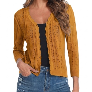 Cardigan en tricot à manches ballon pour femme, personnalisable en gros, pour un style décontracté et doux - Product Image 1