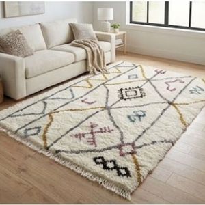 Hot Selling Geometric Pattern Rectangle Area <b>Rug</b> Hand Tufted Plush Wool Acrylic Blend Bohemian Style Living Room Use Rubber - Product Image 5