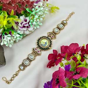 Indian Ethnic Brass Jewellery-Madhuri Heritage Adjustable Watch - Product Image 6