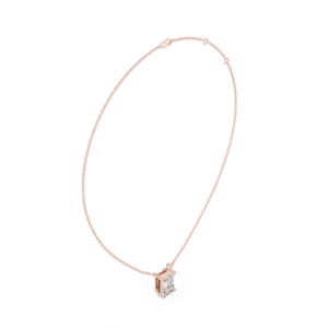 Colgante Solitario de Diamante Cultivado en Laboratorio con Corte Esmeralda, Oro Sólido de 10K, 14K, 18K, Joyería Fina para Mujer, Accesorios, Regalo, Cadena Incluida - Product Image 4