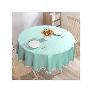 Floral Lightweight Custom Greyish Woven 100% Cotton GOTS Certified Embroidered Classic Home <b>Tablecloth</b> 60x120 Inches Year-Round - Product Image 5