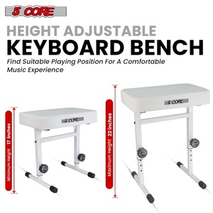 5 Core Keyboard <b>Bench</b> 3" <b>Padded</b> Cushioned Piano Stool Height Adjustable Guitar Seat Folding Portable - Product Image 3