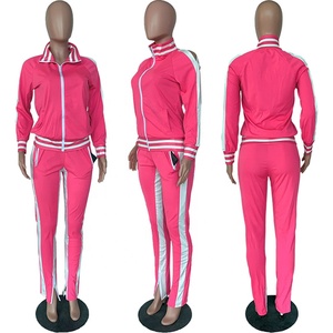 Ensemble de survêtement vert 2 pièces pour femme, manches longues, col montant, cordon de serrage, pantalon de jogging sportif, motif uni, tenue d'automne, antistatique - Product Image 4