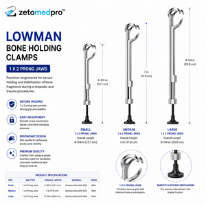 Lowman Orthopedic Bone Holding Clamps Stainless Steel Reusable ZETOMEDPRO CE Certified Class I <b>3</b>-Year Warranty - Product Image 2