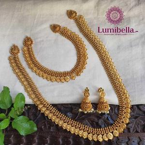 Kasumala <b>Bridal</b> Fine Jewelry Gold Plated <b>Necklace</b> <b>and</b> <b>Earring</b> <b>Set</b> for Wedding - Product Image 2
